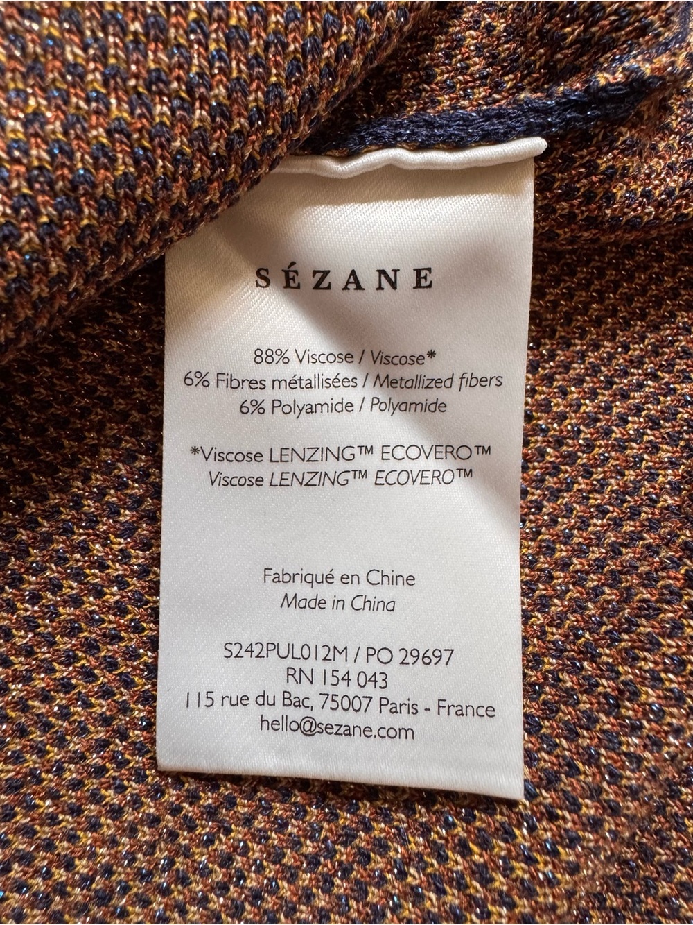 Sezane Emna Jumper - Navy, Camel, Ochre Floral Jacquard - Picture 4 of 4